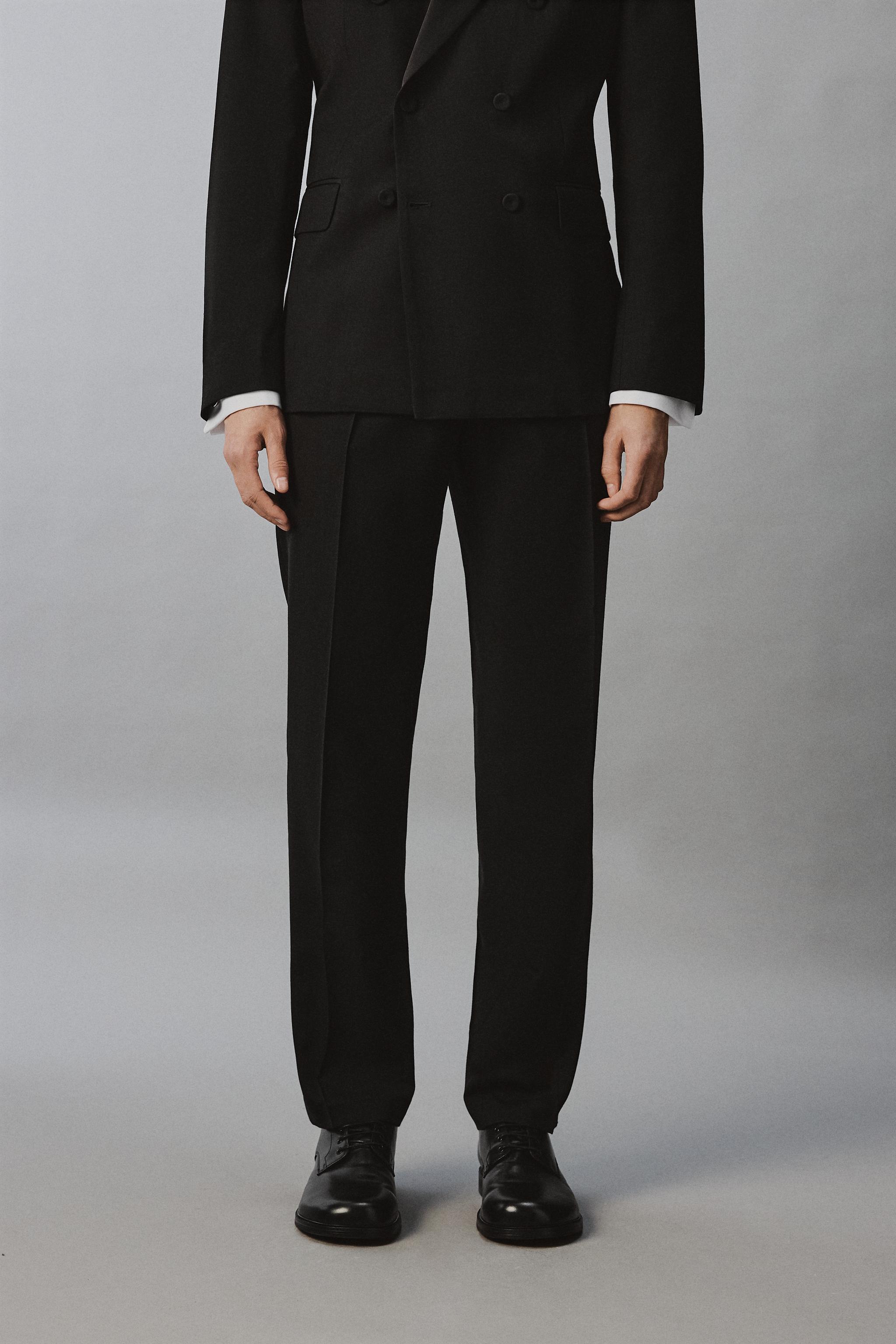 REGULAR FIT PLEATED TUXEDO PANTS